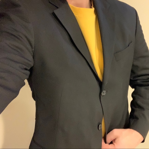 Black suit coat blazer Men’s size 42R 3 button - Picture 2 of 6